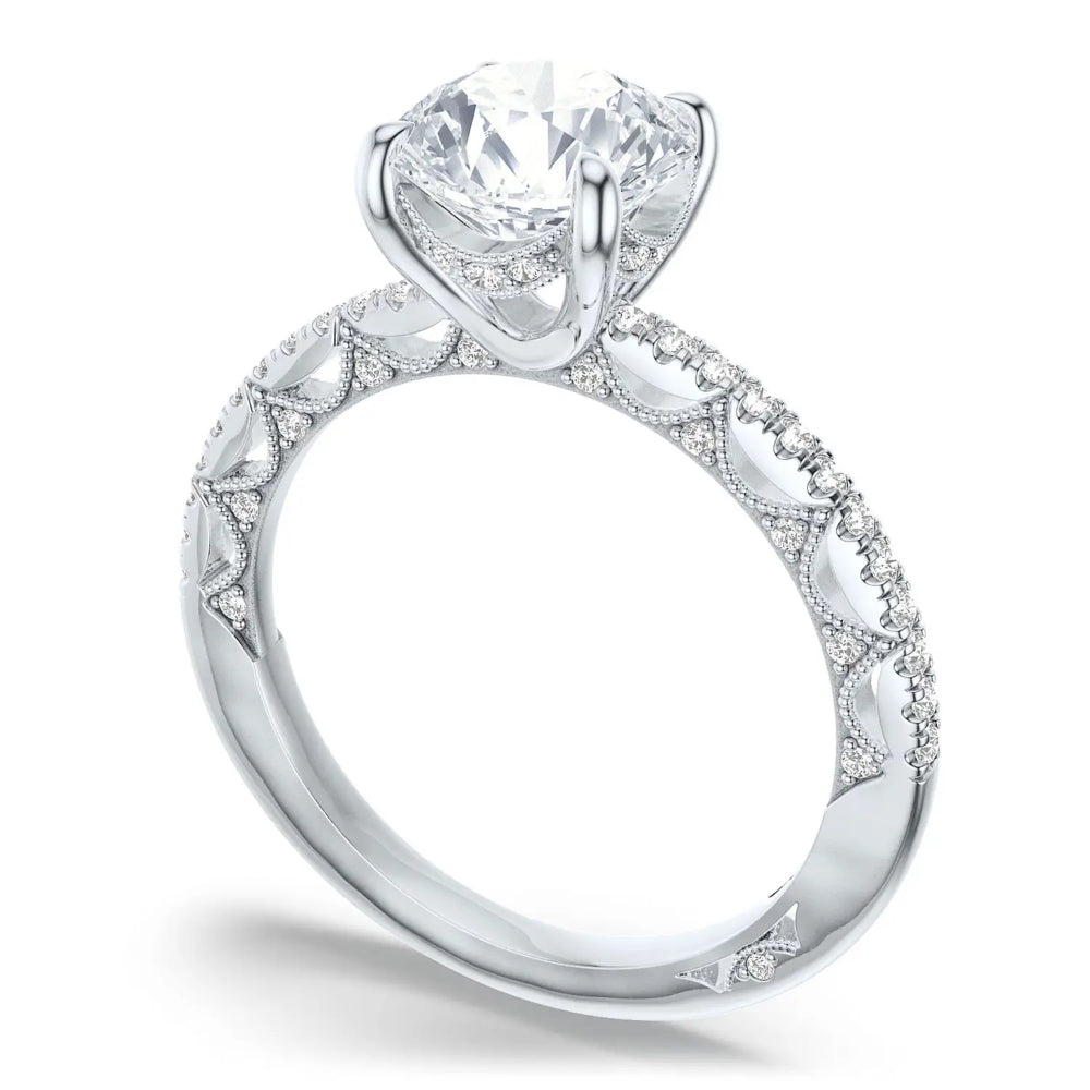 Tacori 18k Lunetta Crescent Round Solitaire Engagement Ring