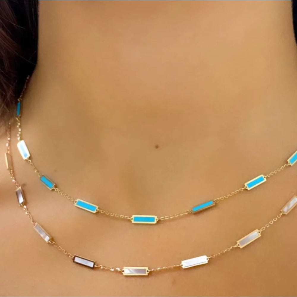 Buy Turquoise Necklace /14K Solid Yellow Gold Turquoise Station Necklace/  Beaded Turquoise Necklace / Station Necklace / Gifts for Her/ Gemstone  Online in India - Etsy