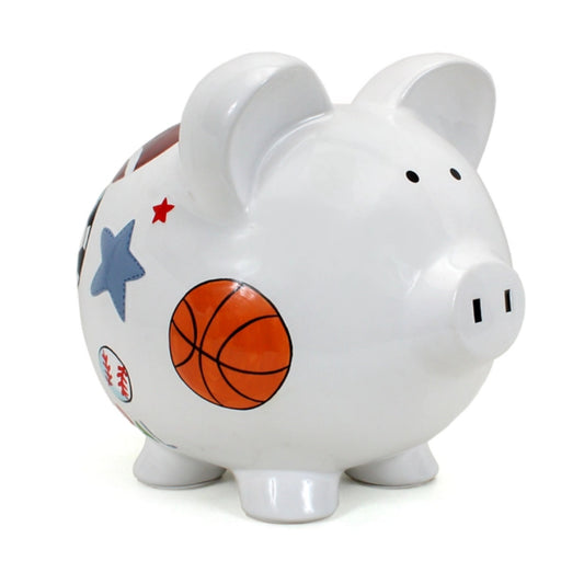 Child to Cherish Large Sports Pig Piggy Bank