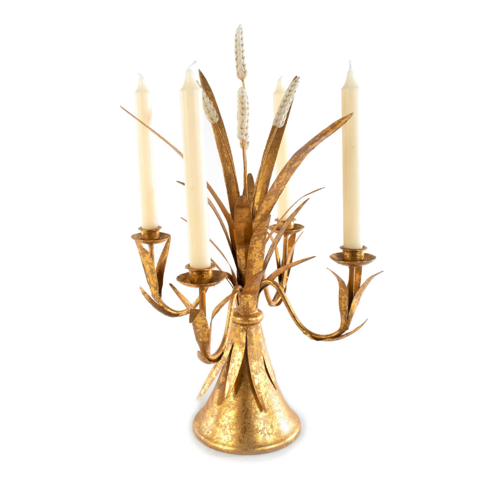 MacKenzie Childs Golden Wheat Candelabra