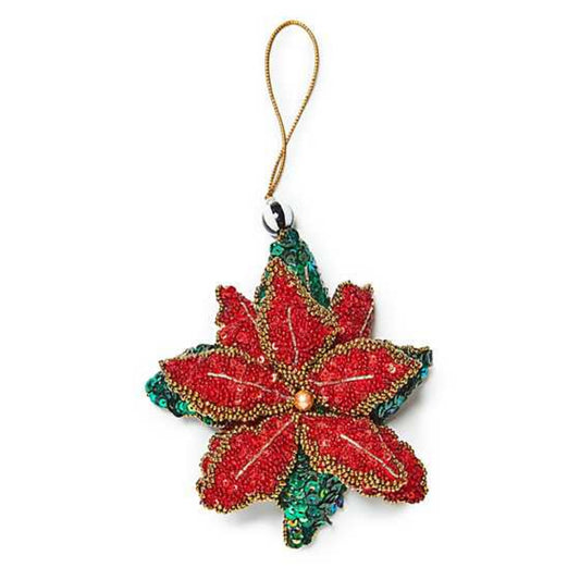 MacKenzie-Childs Poinsettia Beaded Ornament