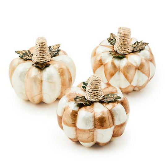 MacKenzie-Childs Mocha Capiz Pumpkins - Set of 3