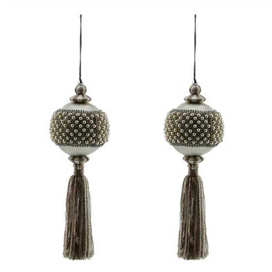 MacKenzie-Childs Crystal Palace Pearl 4" Ball Tassels - Set of 2