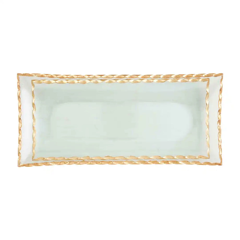 Mud Pie Gold Edge Glass Tray Set