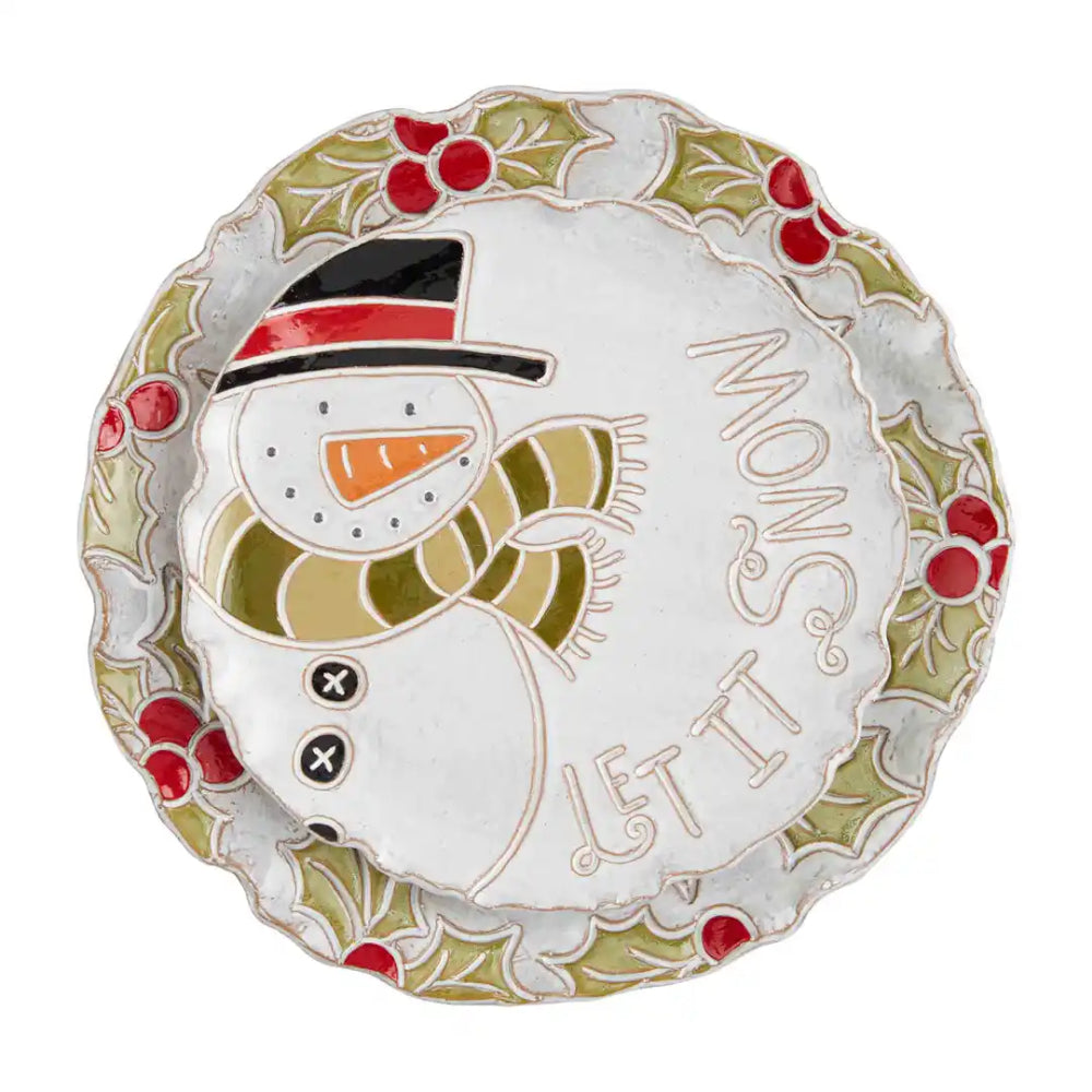 Mud Pie Snowman Holly Nested Platter