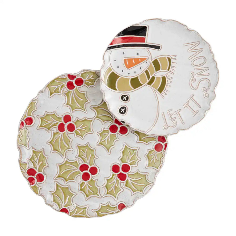 Mud Pie Snowman Holly Nested Platter