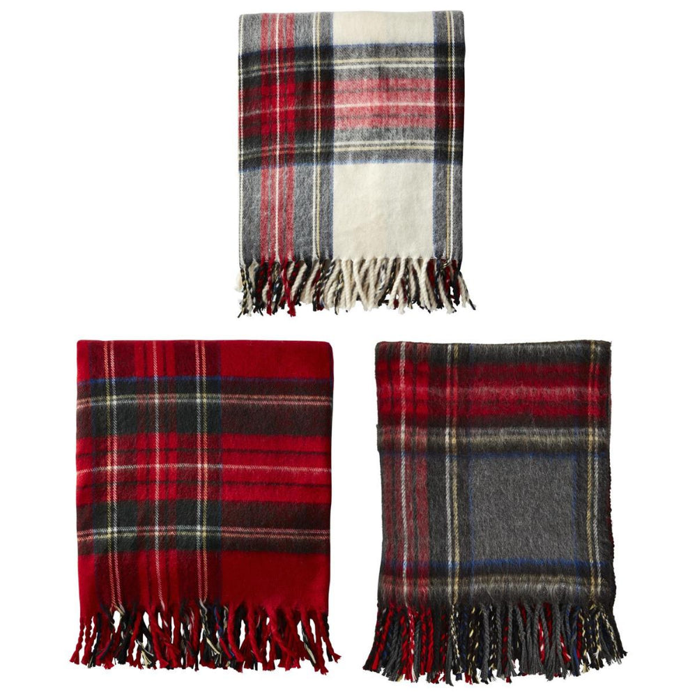 Mud Pie Tartan Fringe Throw