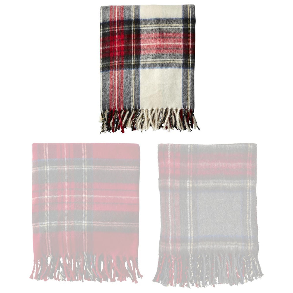 Mud Pie Tartan Fringe Throw