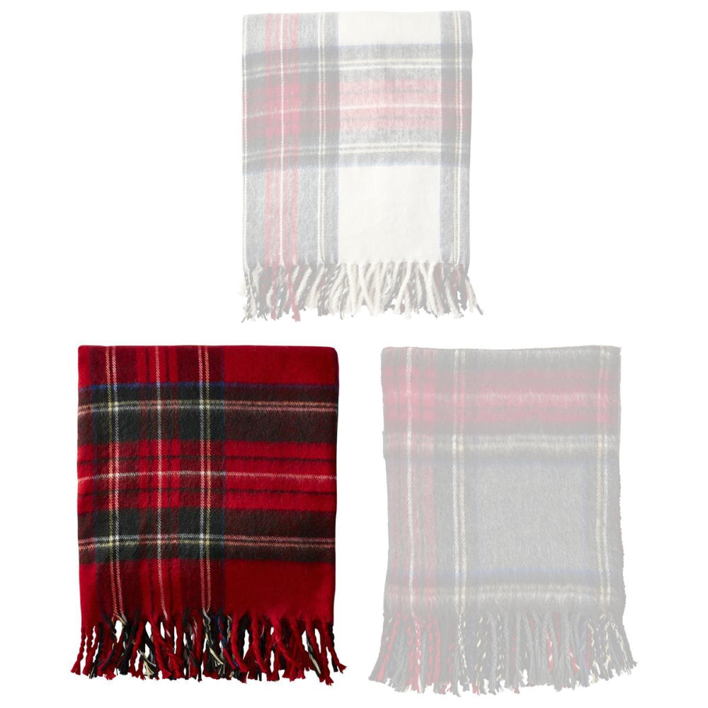 Mud Pie Tartan Fringe Throw