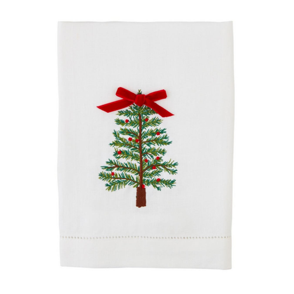 Mud Pie Christmas Embroidered Bow Towel