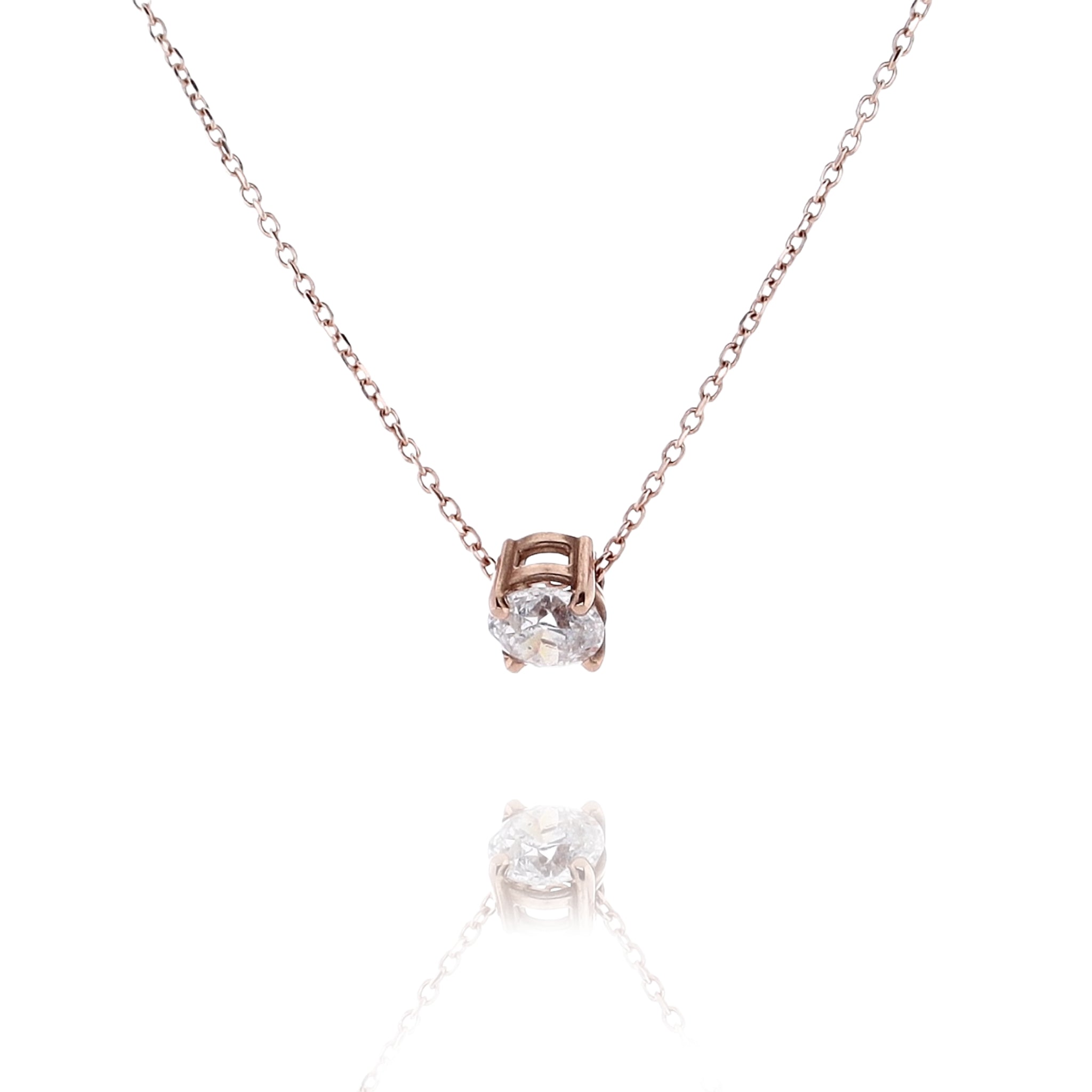 Estate 14 Karat Rose Gold Slide Through Solitaire 4 Prong Diamond Pend Smyth Jewelers
