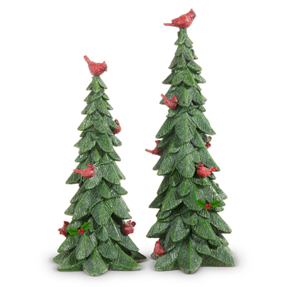 Raz Imports Green Tree with Cardinals and Holly