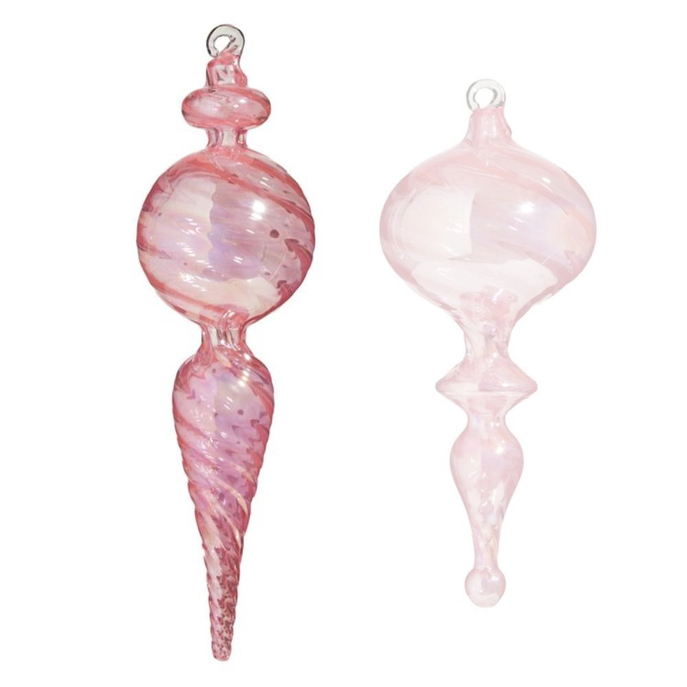 10" Pink Blown Glass Finial Ornament