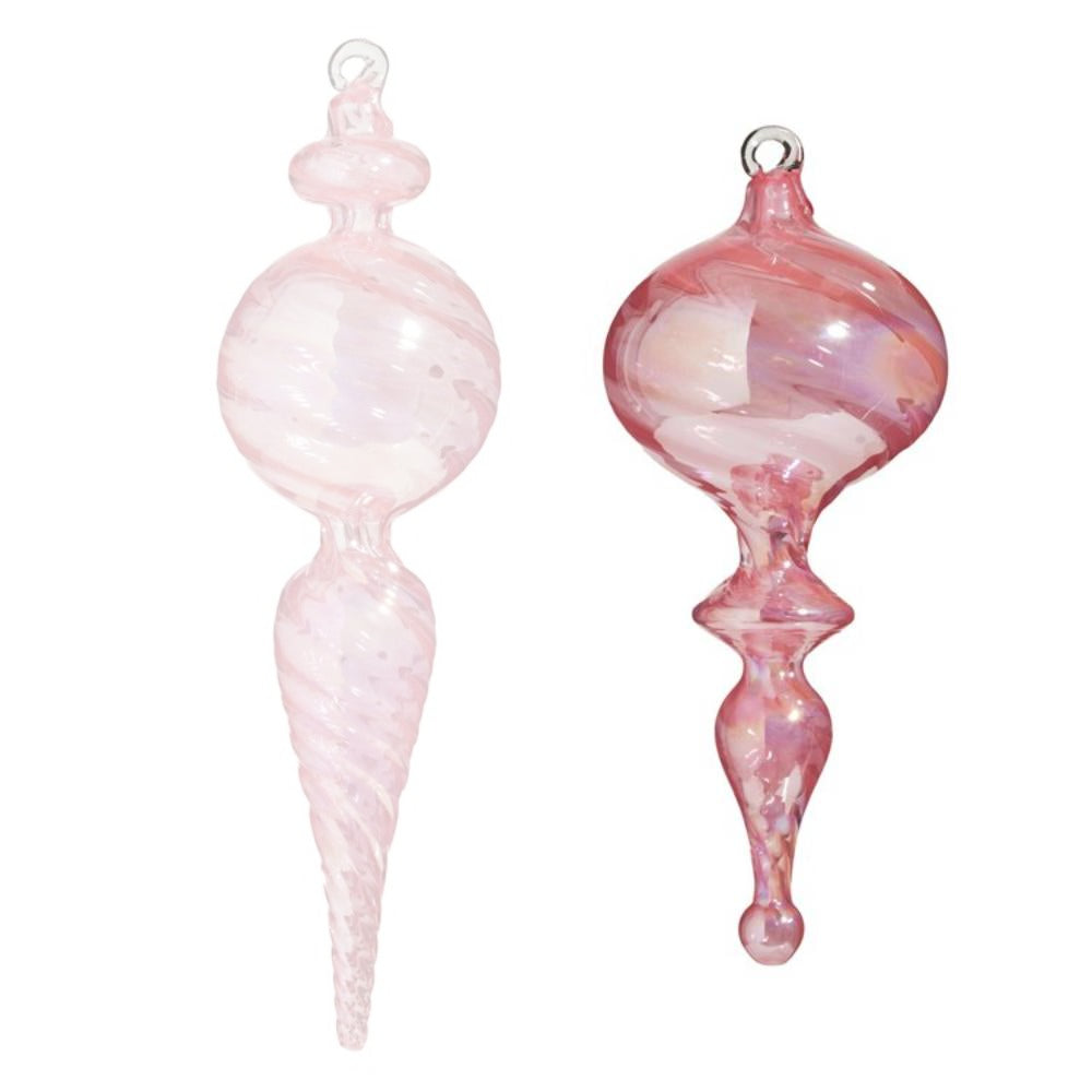 10" Pink Blown Glass Finial Ornament