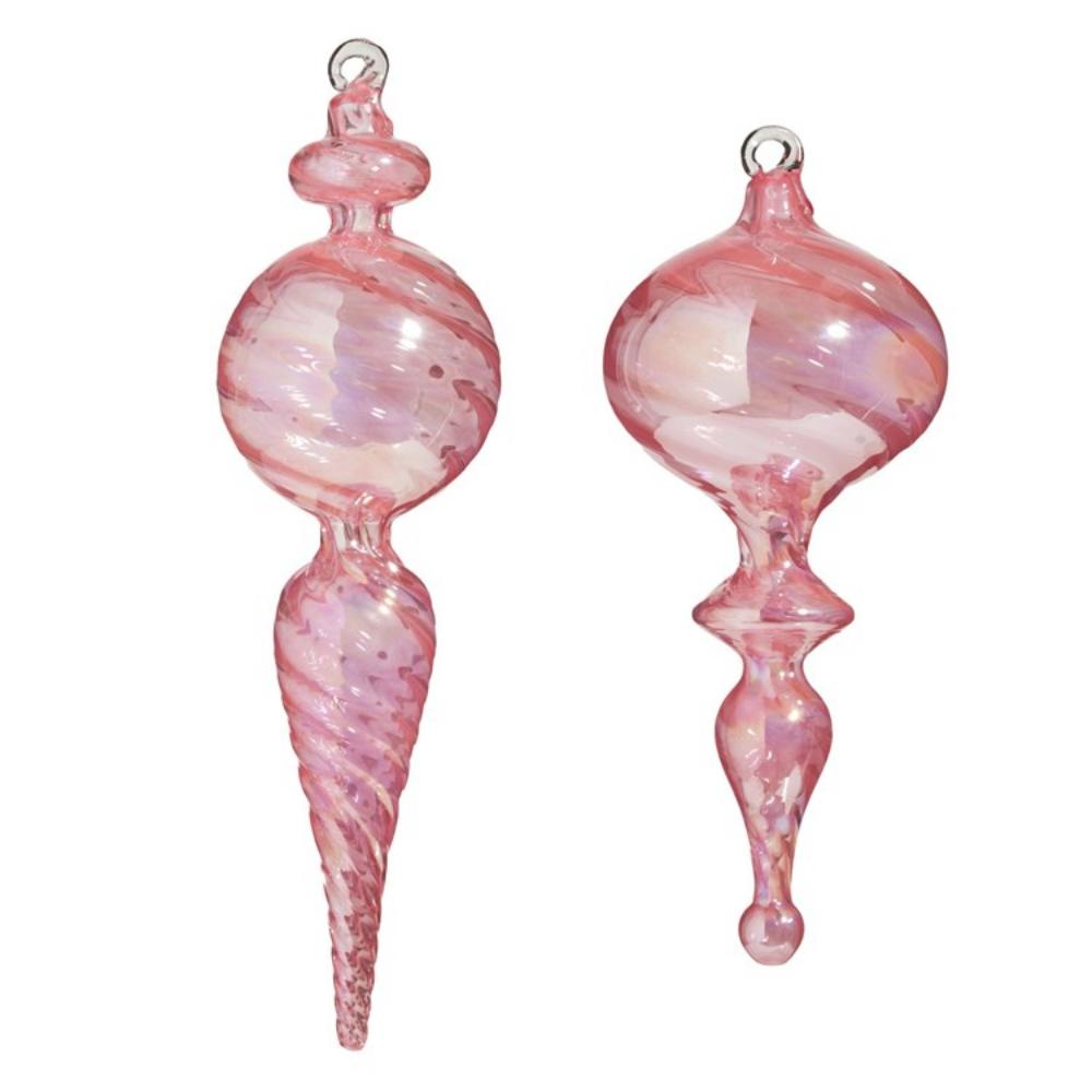 10" Pink Blown Glass Finial Ornament