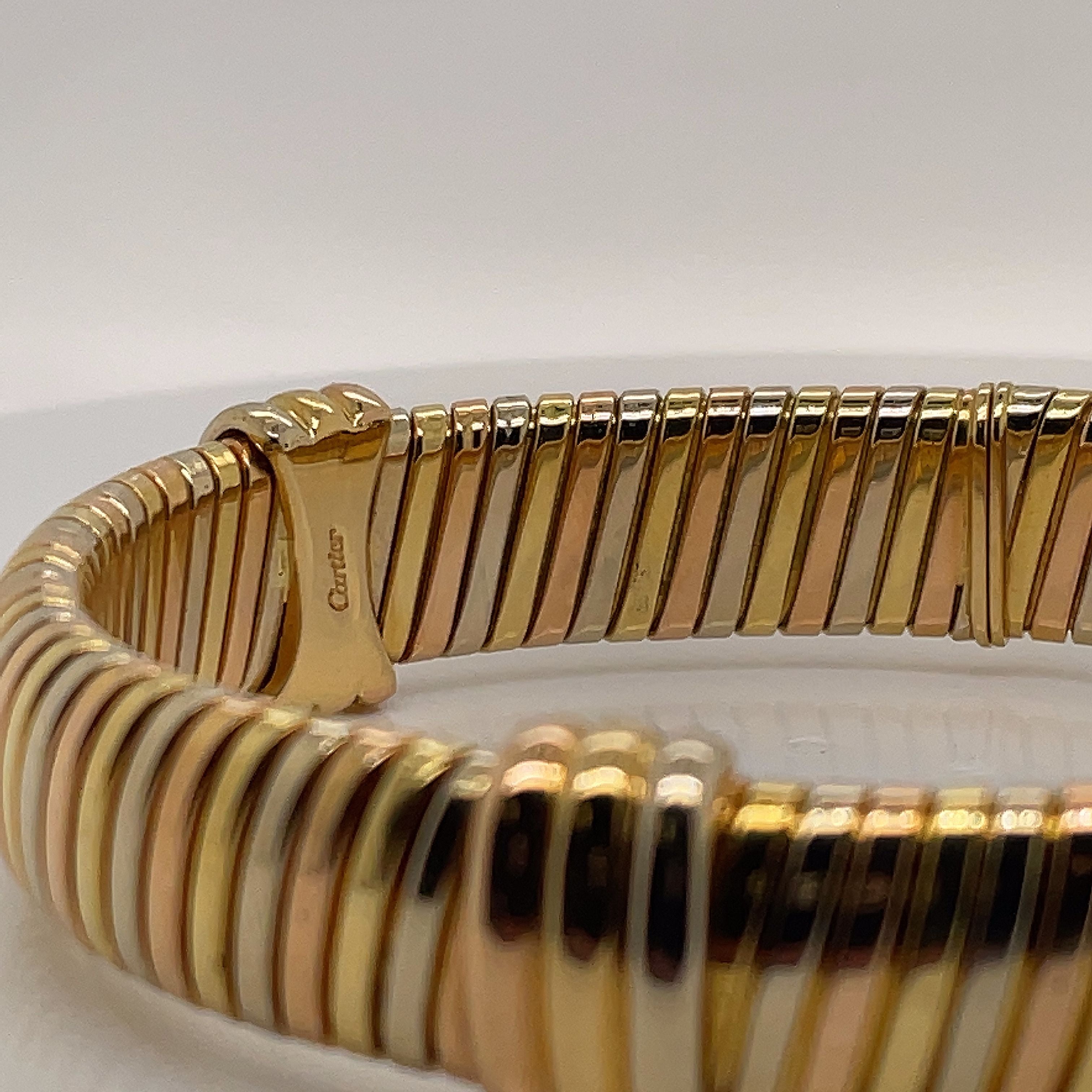 Estate Cartier 18k Tri Color Tubogas Bracelet