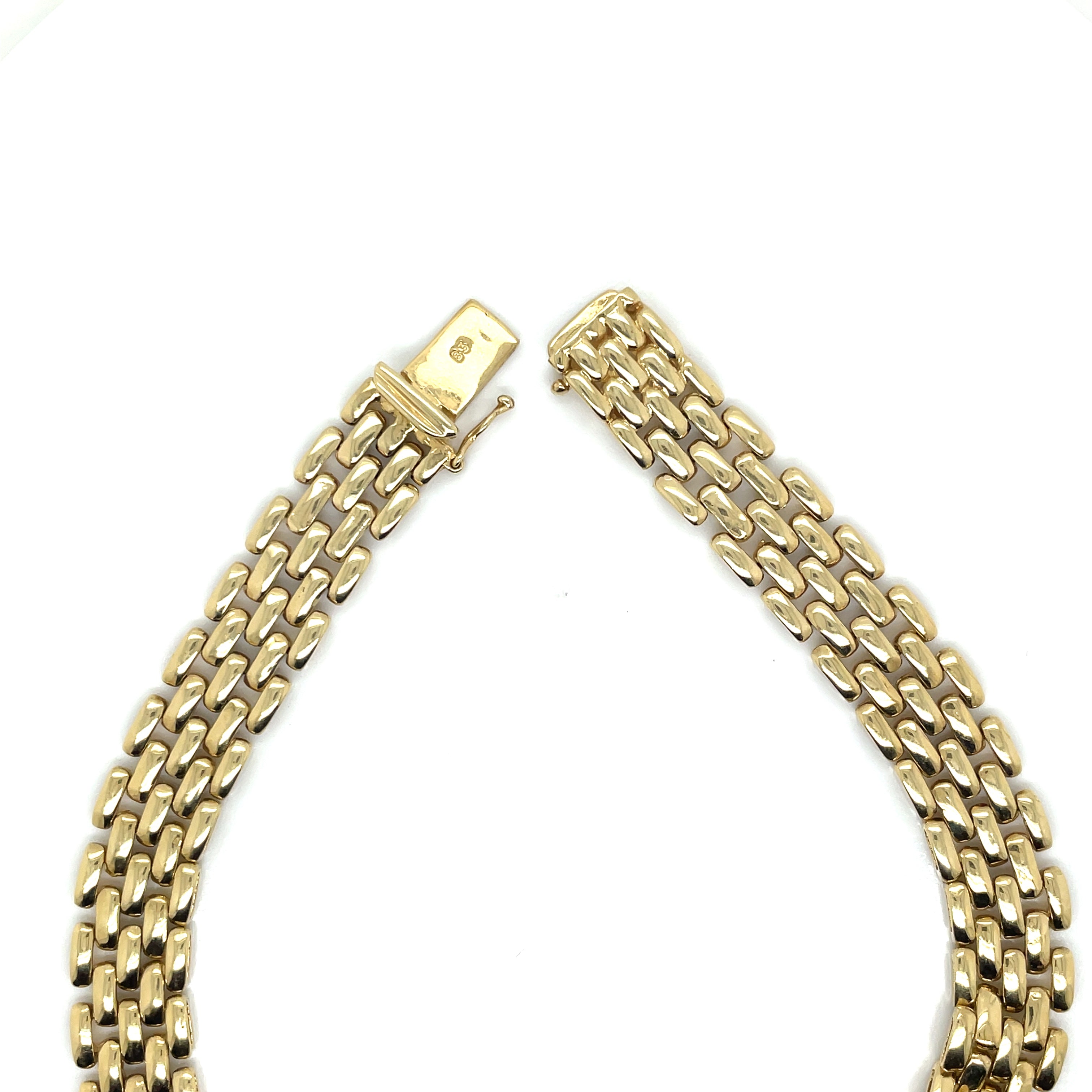 Impressive and Hefty Panther Link Necklace in 18k Yellow Gold - Ruby Lane