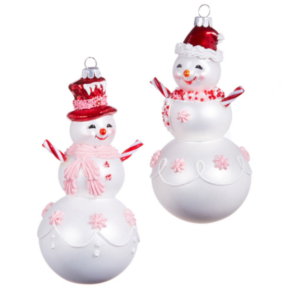 Peppermint Snowman Ornament- 6.25"