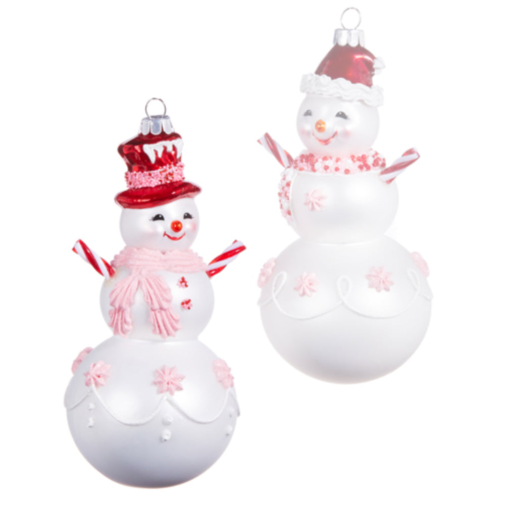 Peppermint Snowman Ornament- 6.25"