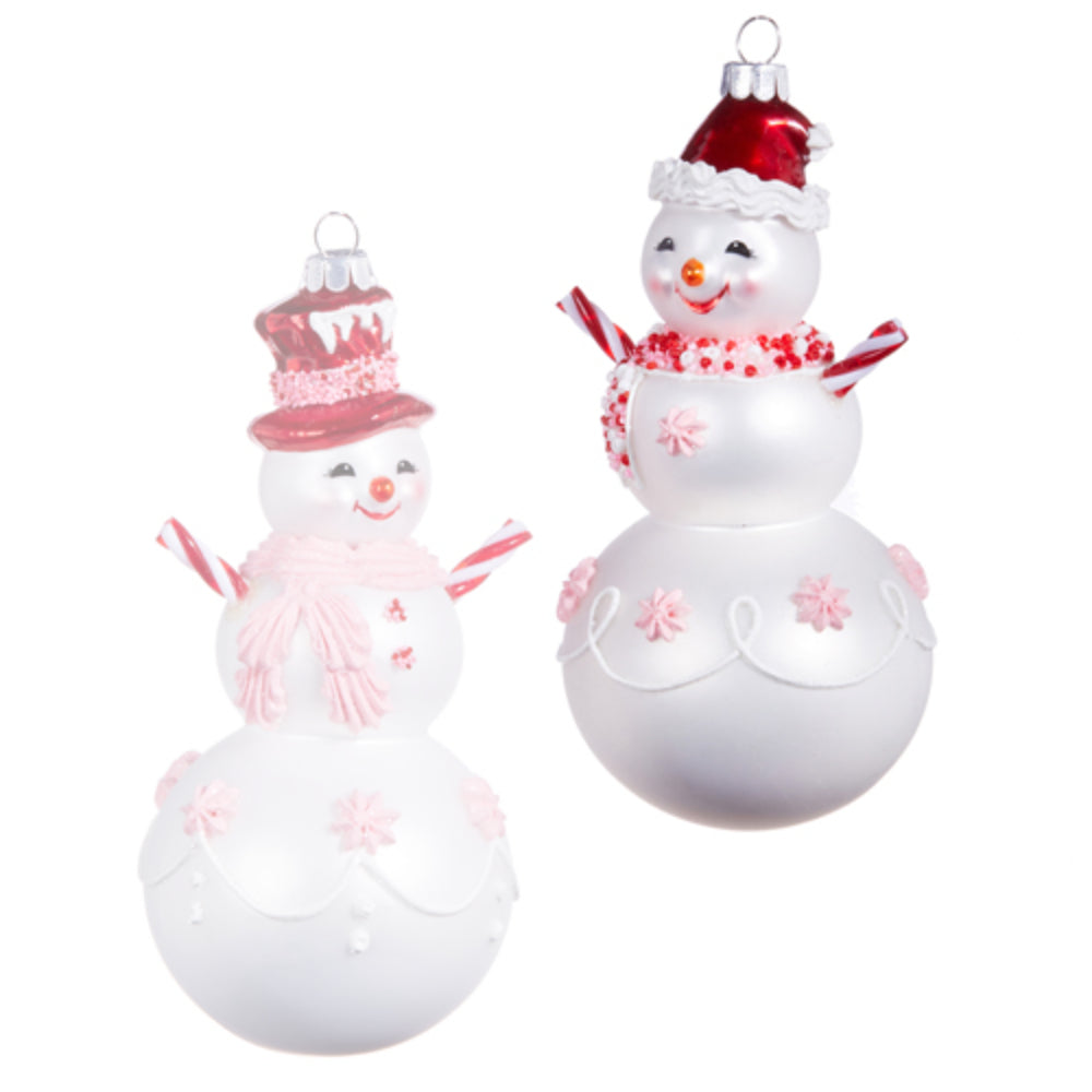 Peppermint Snowman Ornament- 6.25"