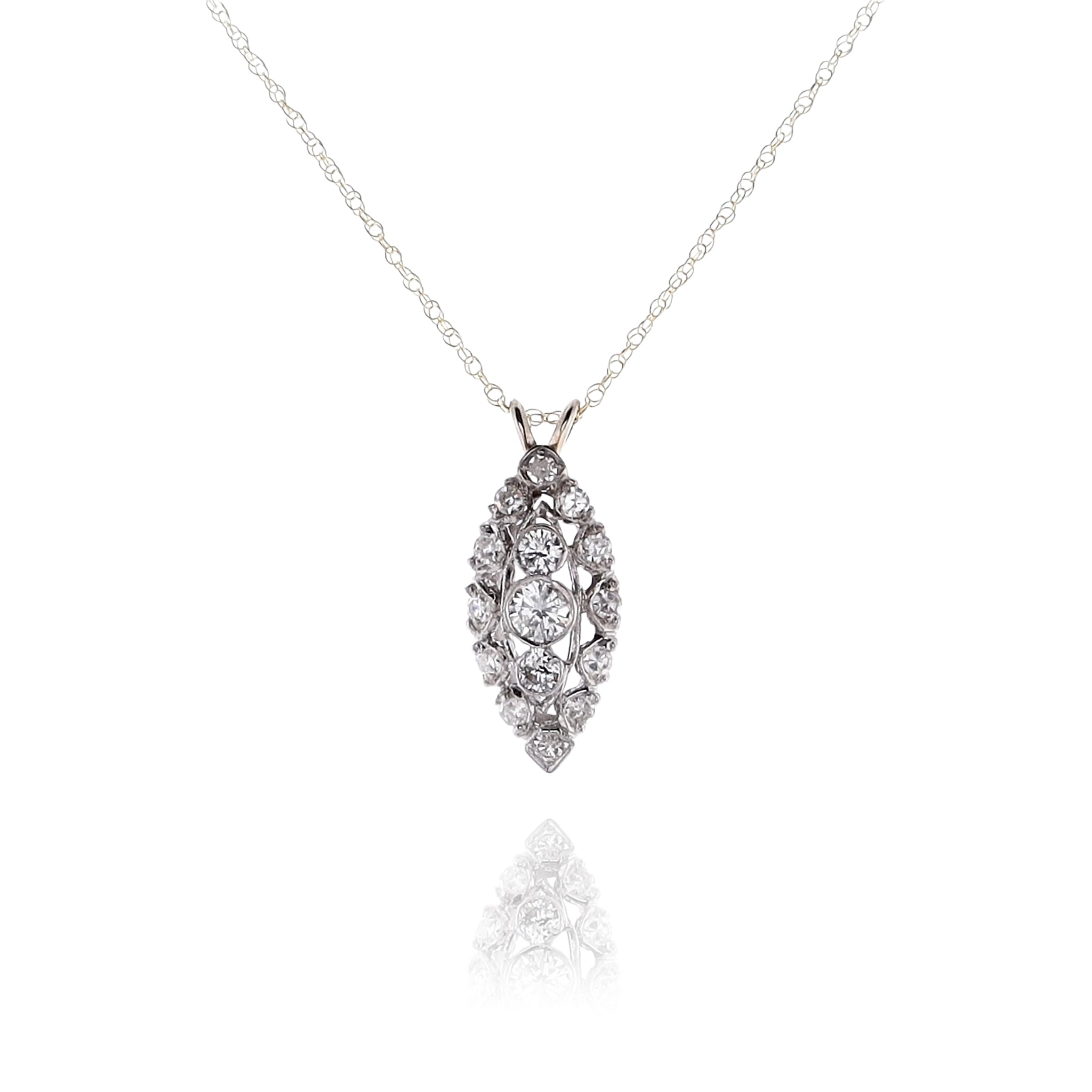 2.00 hot Ct, Marquise Cut Simulated Diamond, Solitaire Pendant Necklace, 14 White Gold Finish In 925 Sterling Silver