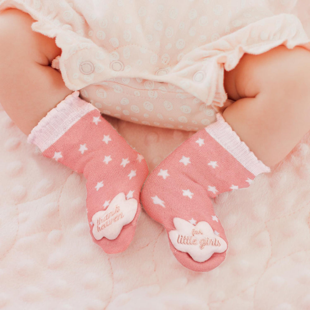 Two s Company Thank Heaven Rattle Socks with Grips Smyth Jewelers