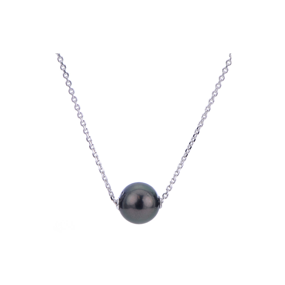 Sterling Silver Tahitian Pearl Solitaire Necklace