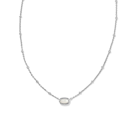 Kendra Scott Mini Elisa Pendant Necklace - Rhodium Ivory Mother of Pearl