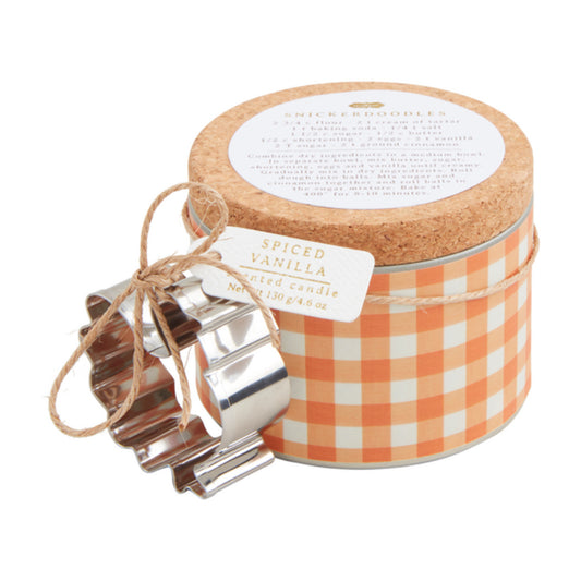 Mud Pie Orange Gingham Fall Recipe Candle Set