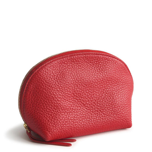 Vera Bradley Mini Dome Cosmetic Case in Leather- Goji Berry Red