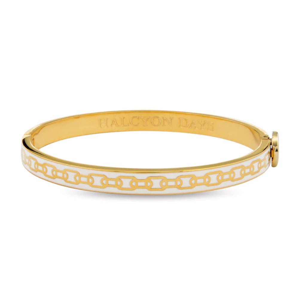 Halcyon Days 6mm Skinny Chain Gold Hinged Enamel Bangle