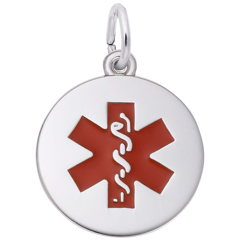 Medical Symbol Disc Charm - Red Symbol