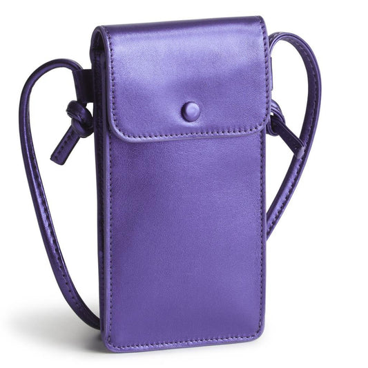 Vera Bradley Crossbody Phone Case in Purple Metallic Leather