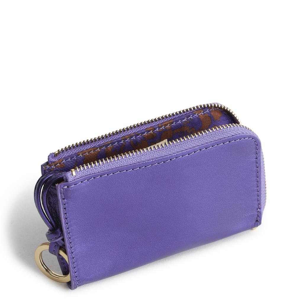 Vera Bradley Zip Card Pouch in Leather-Purple Metallic