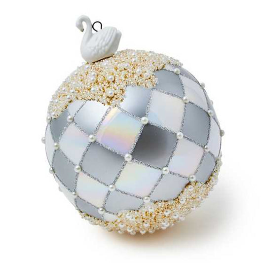 MacKenzie-Childs Crystal Palace Swan Jumbo Glass Ball Ornament