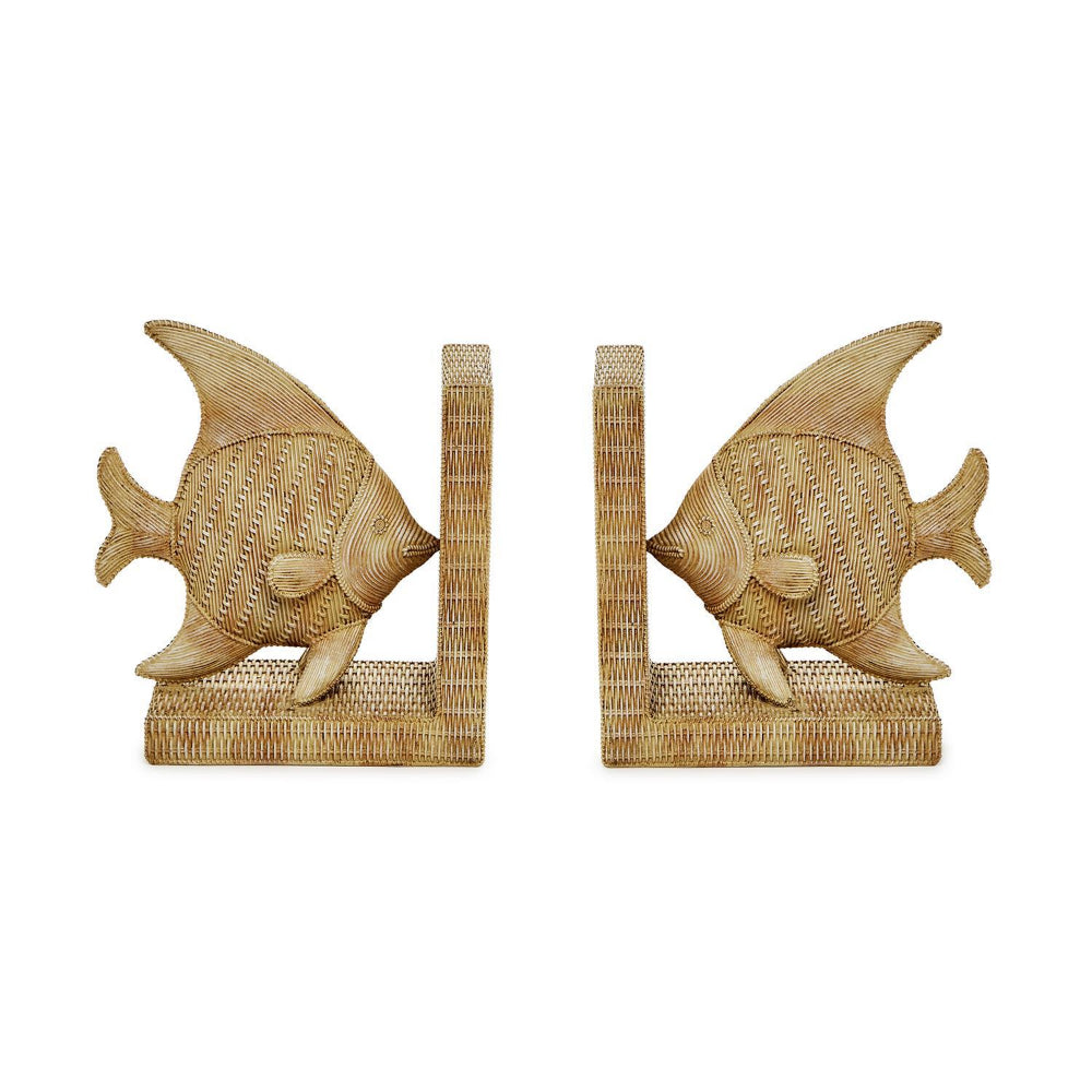 Two's Company Basket Weave Fish Bookends - Set of 2