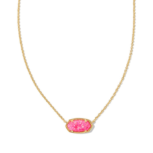 Kendra Scott Elisa Short Pendant Necklace - Bright Pink Kyocera Opal