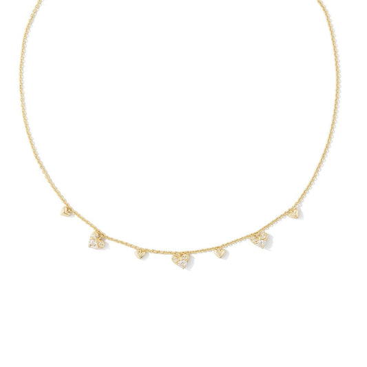 Kendra Scott Haven Heart Crystal Choker Necklace White CZ