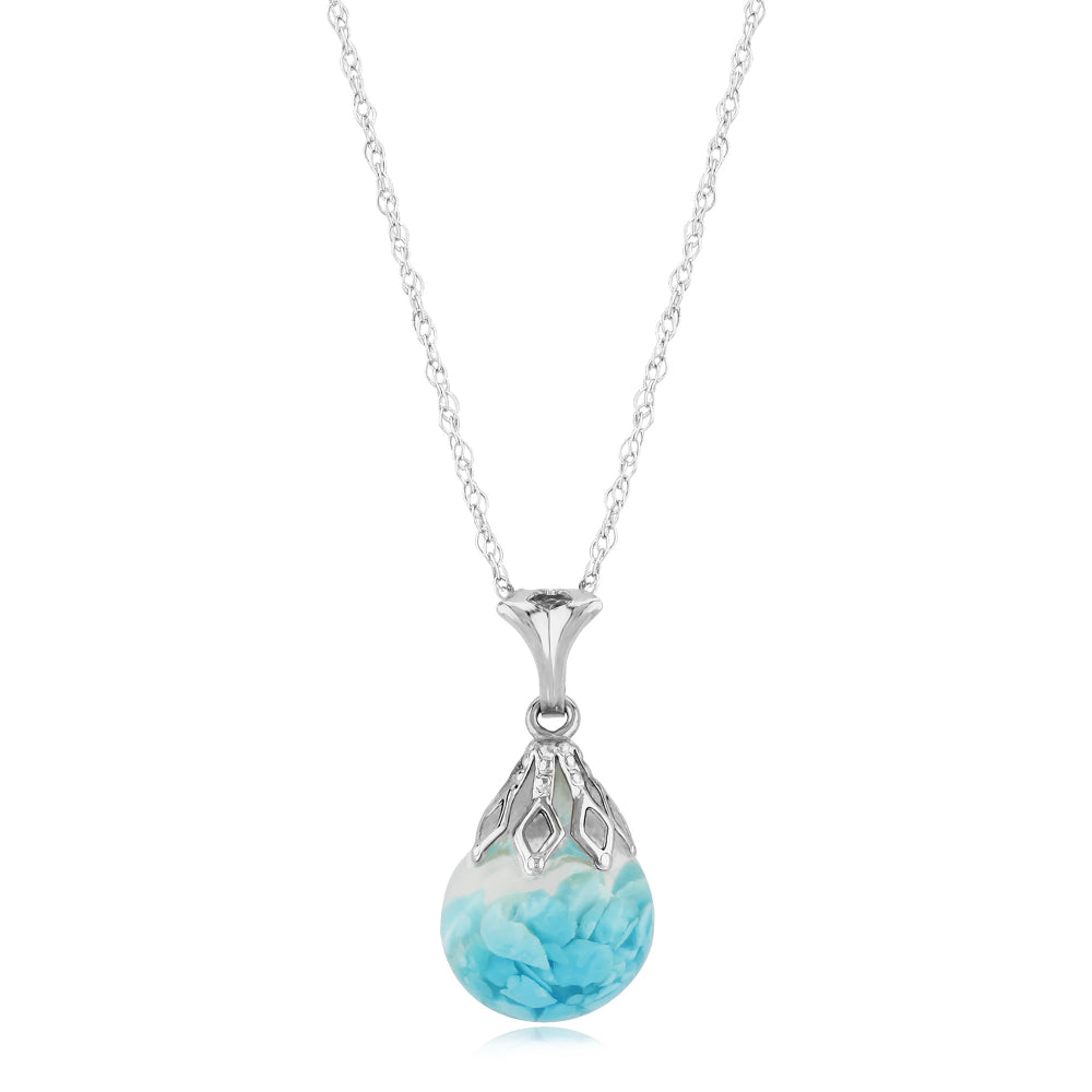 Silver Floating Turquoise Pendant Necklace