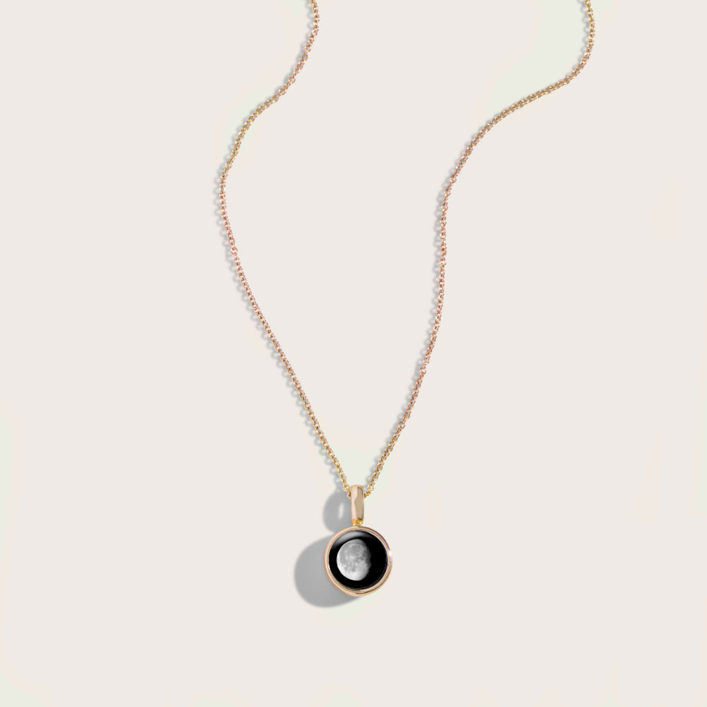Moonglow Sky Light Gold Moon Phase Necklace 6A