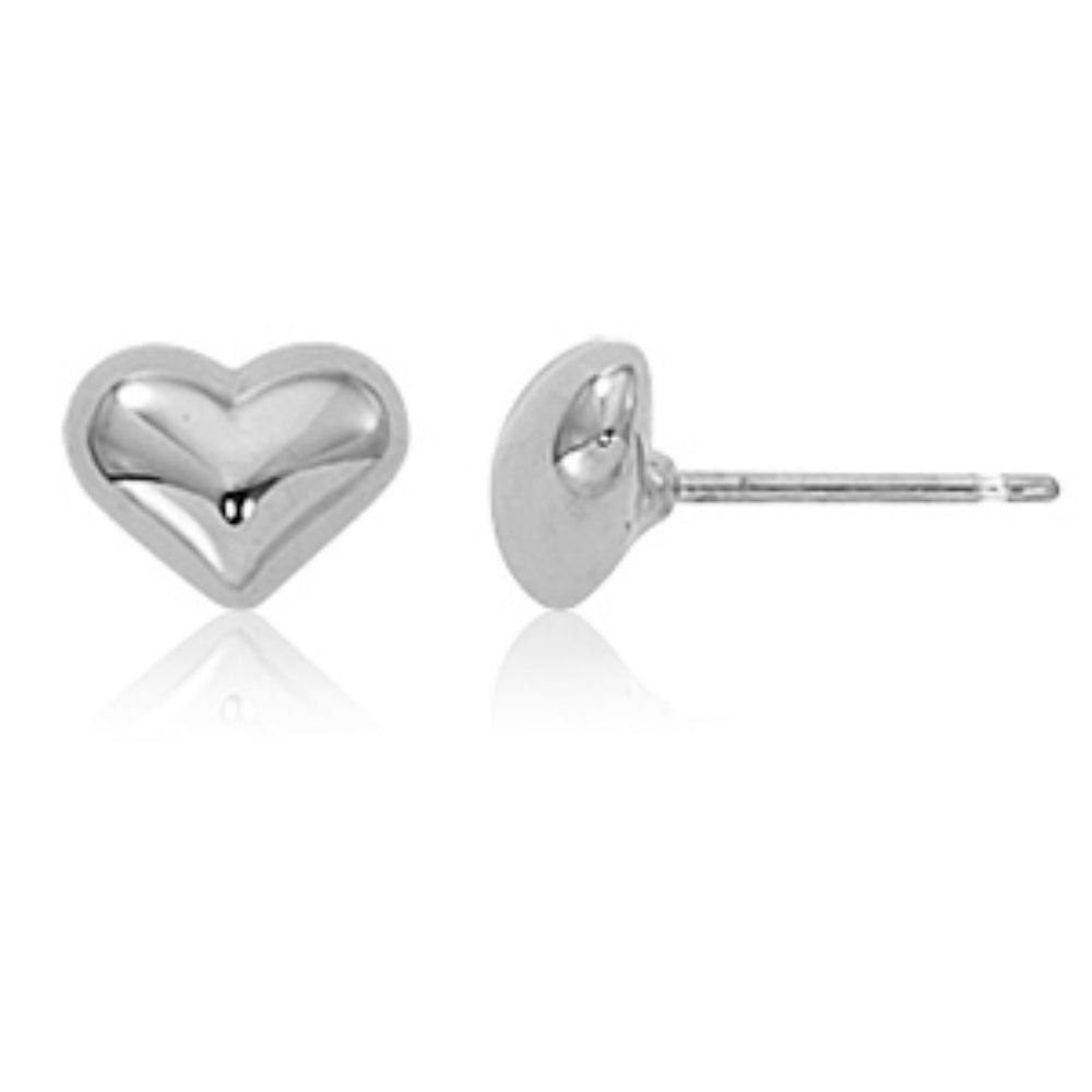 Sterling Silver Puffed Heart Stud Earrings