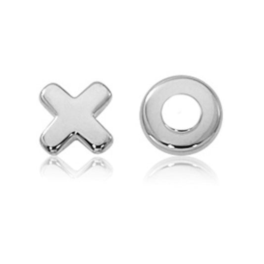 Sterling Silver Flat Hug & Kiss Stud Earrings