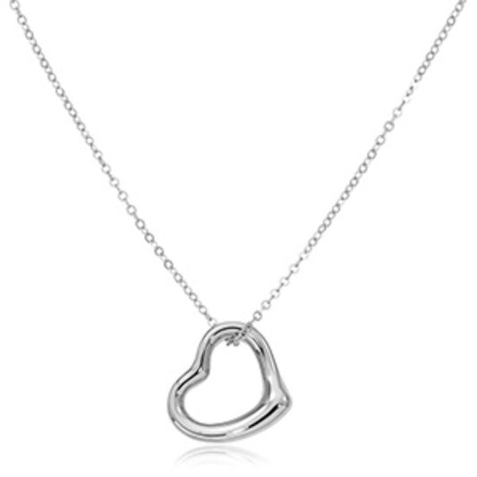 Sterling Silver Open Heart Pendant Necklace