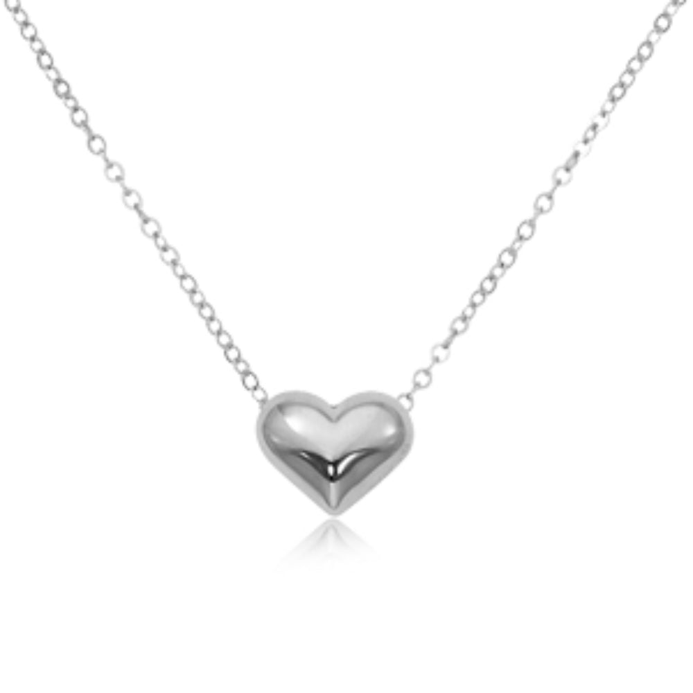 Sterling Silver Puffed Heart Pendant Necklace