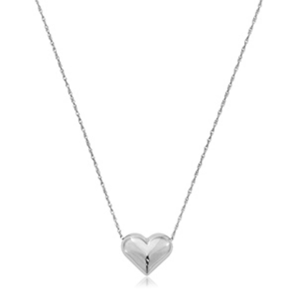 Sterling Silver Puffed Heart Pendant Necklace