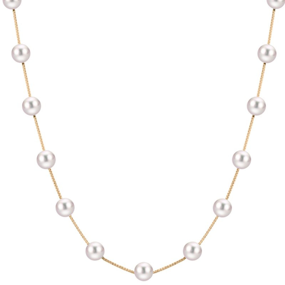 14kt Gold Freshwater Pearl Station Necklace