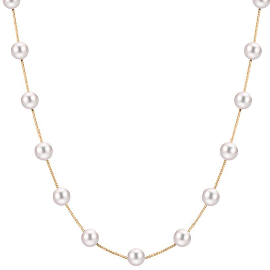 14kt Gold Freshwater Pearl Station Necklace