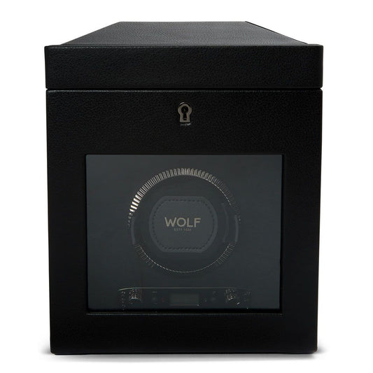 Wolf Designs British Racing Single Watch Winder with Storage - Black