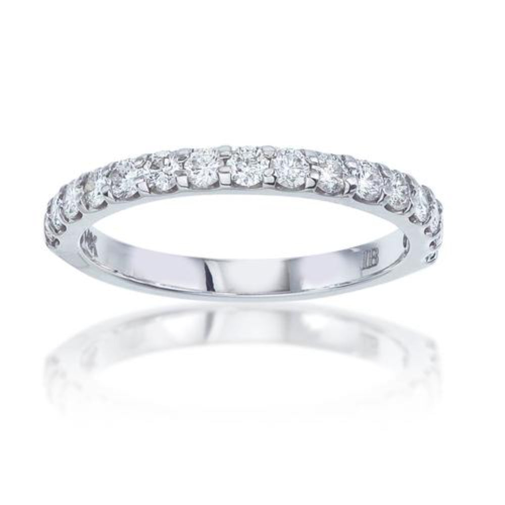 14k White Gold 16 Stone Wedding Band