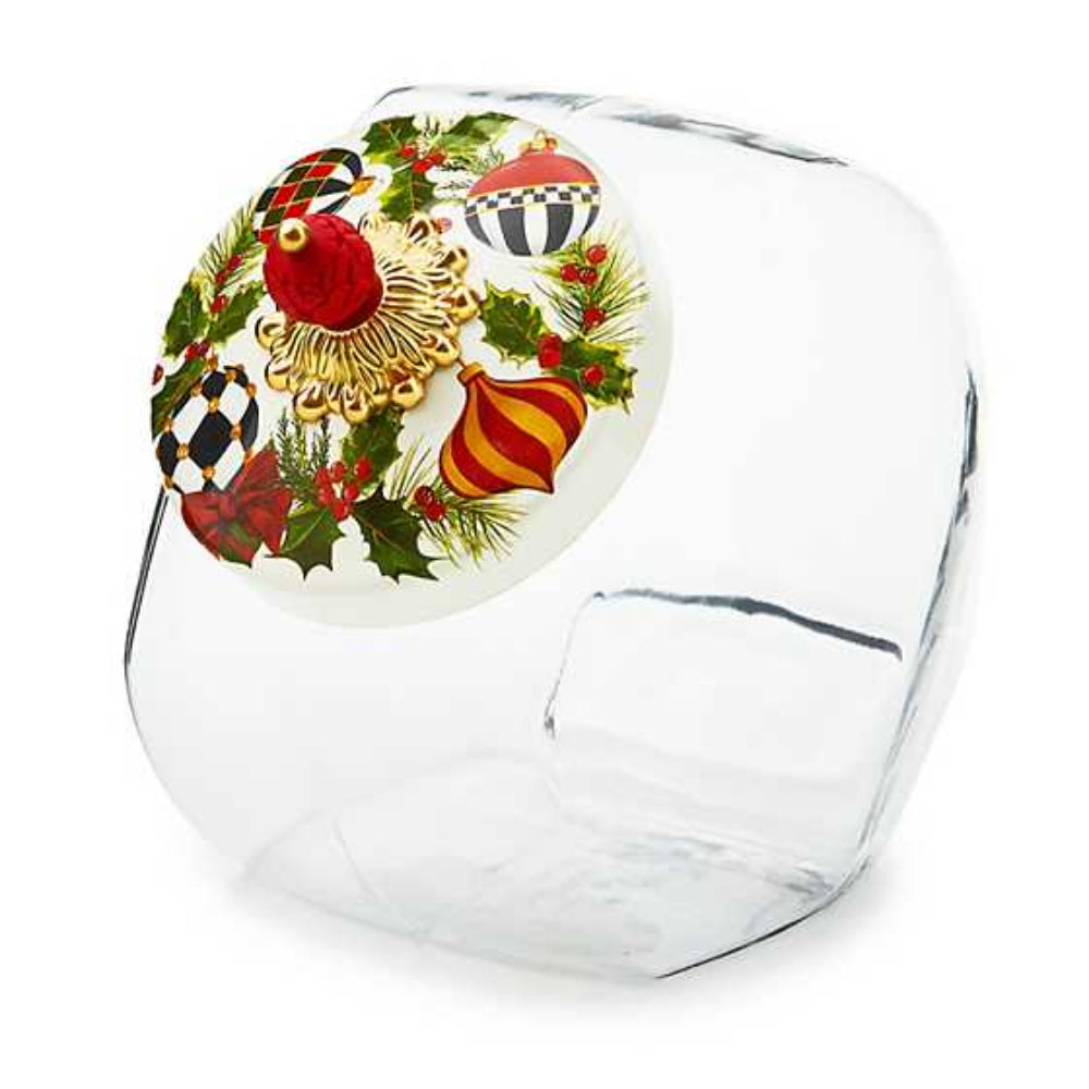 MacKenzie-Childs Cookie Jar with Deck the Halls Lid